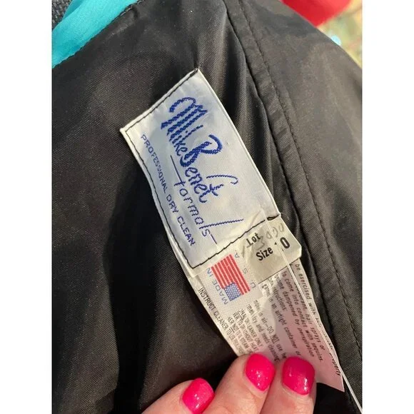 Mike Benet Formals Pink Blue Black Sequined Strapless Vintage Formal Dress Sz 10 - Picture 8 of 10